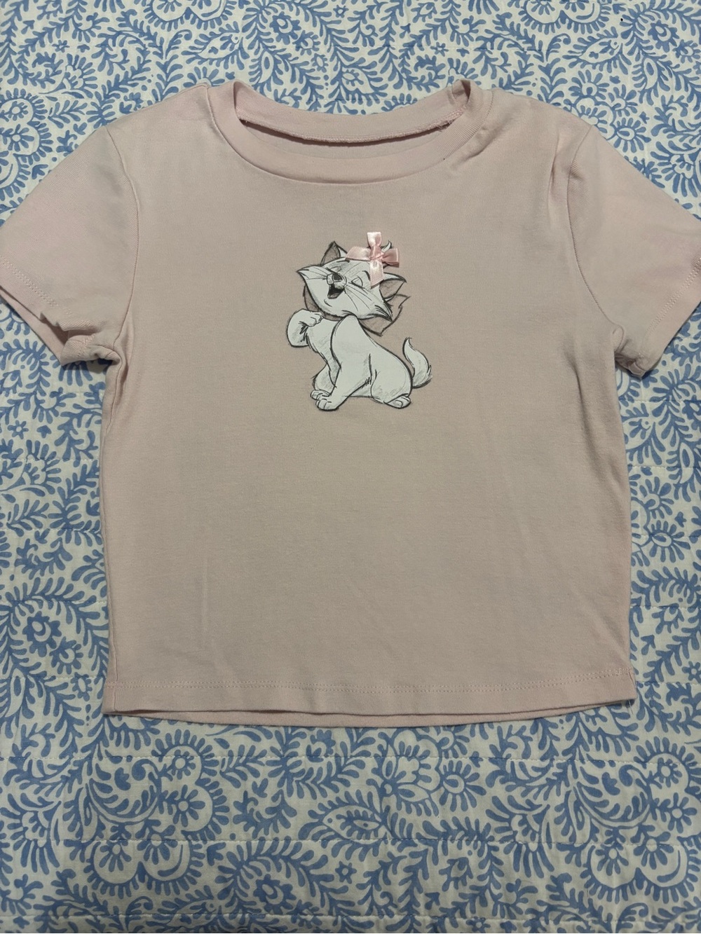 Girls' Light Pink Cat Graphic Tee